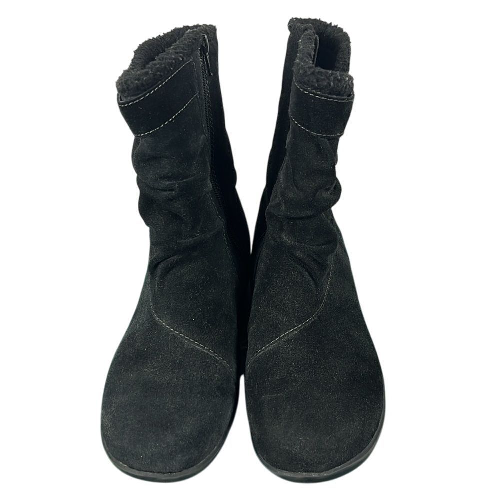 Clarks Bendables Anna Capitol Womens Suede Boots Size 9.5M Black Side Zip